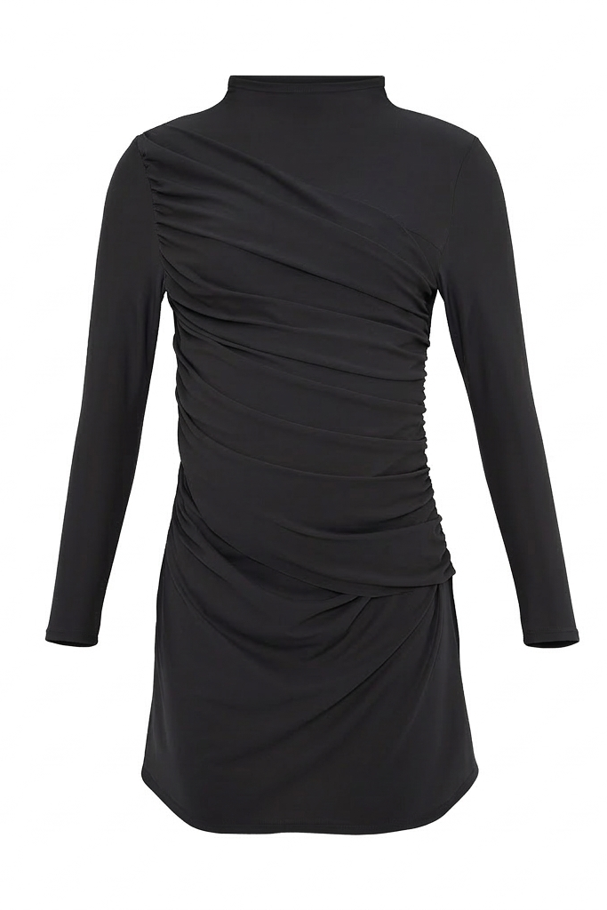 Lanuuk Diana Maternity Nursing Modest Swimwear Swim Beach Dress Ruched Burkini Black
