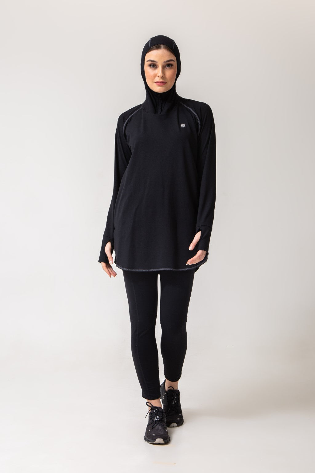 Active Hoodie - Black Full Coverage Modest Activewear