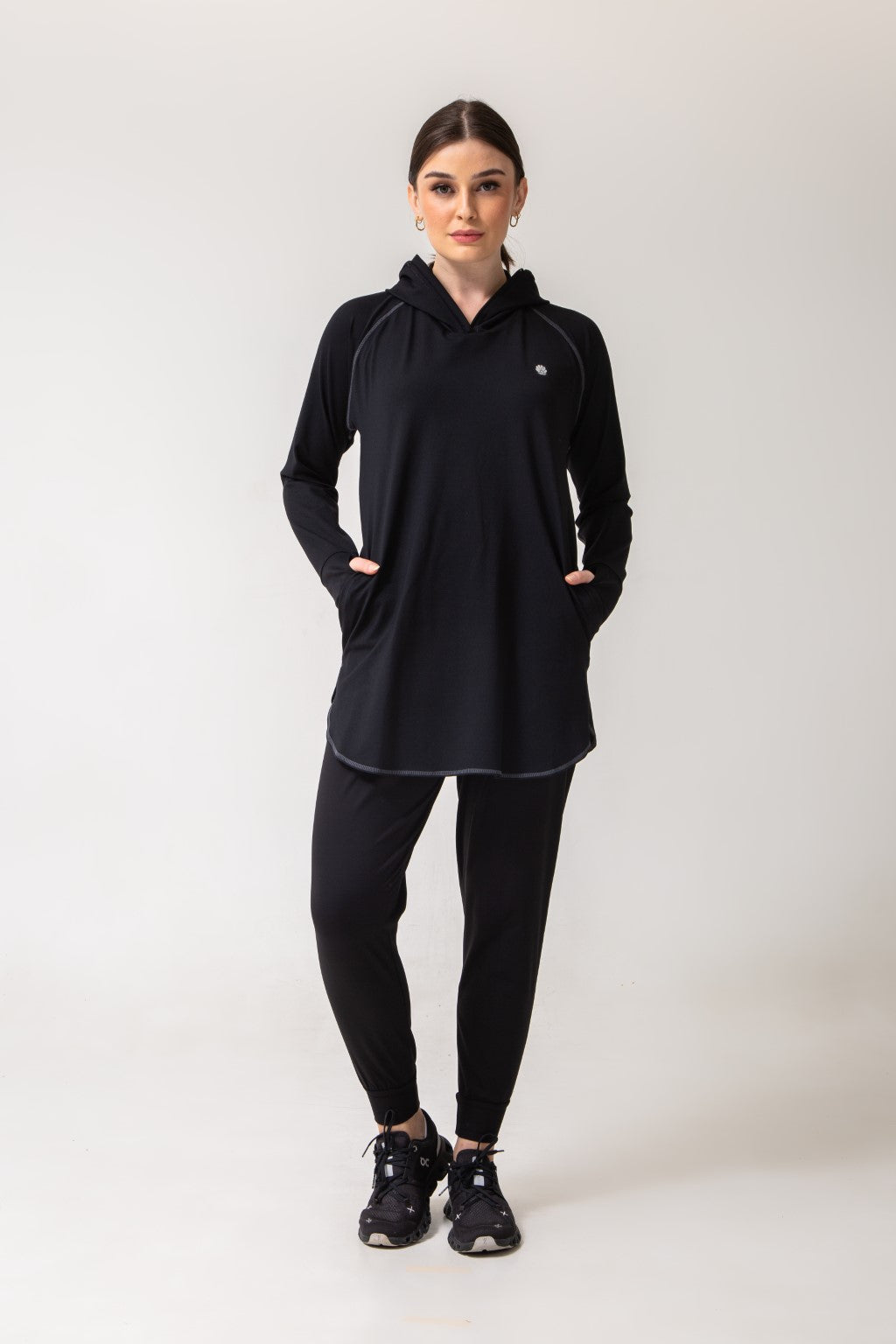 Active Hoodie - Black Full Coverage Modest Activewear