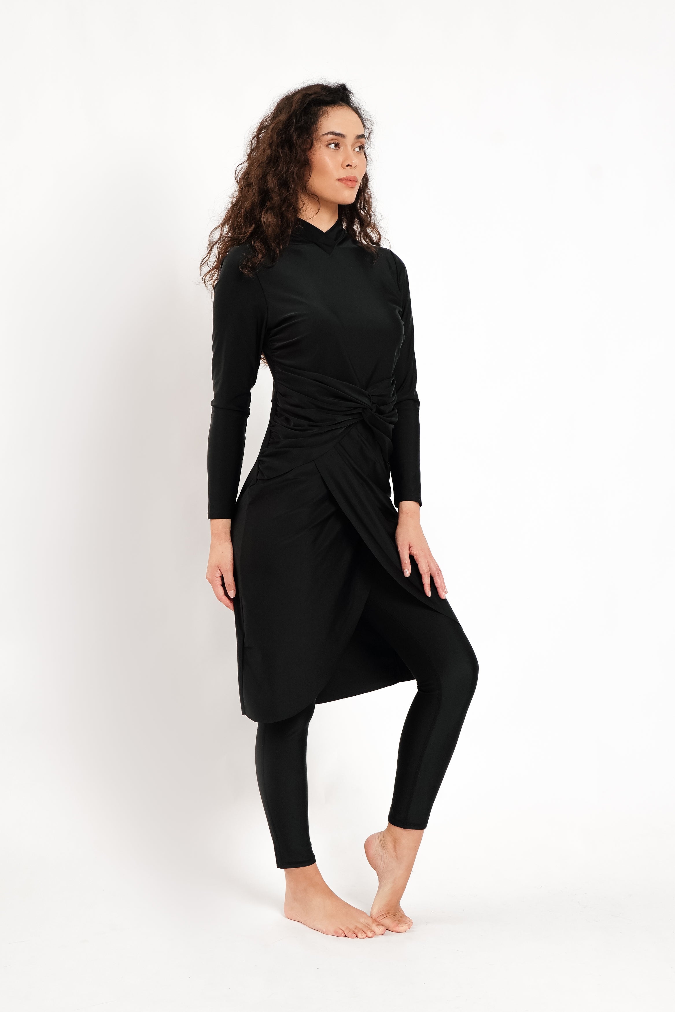 Lanuuk Alba Modest Swimwear Dress Burkini Black