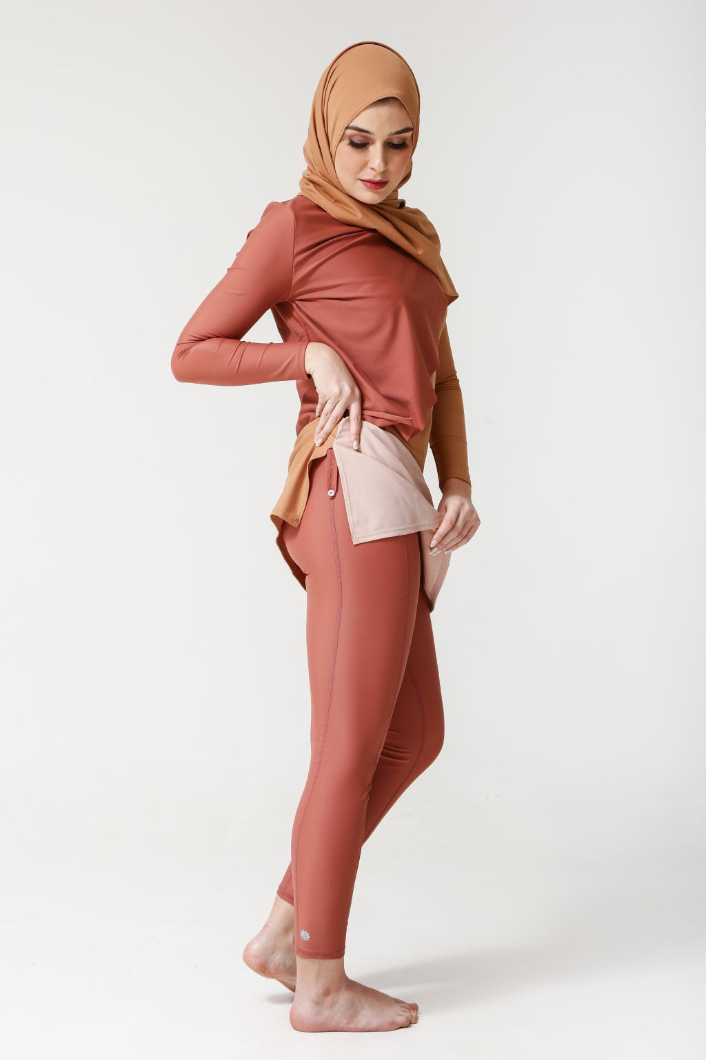 Lanuuk Cape Swim Dress - Clay | Full Coverage Modest Swimwear Burkini