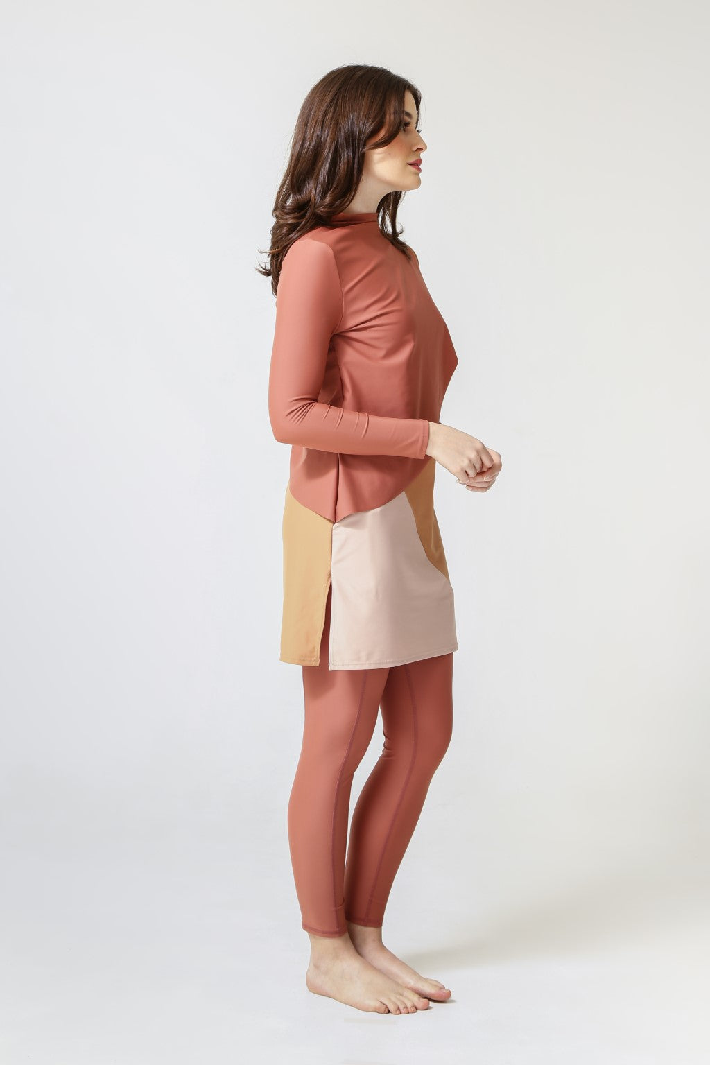 Lanuuk Cape Swim Dress - Clay | Full Coverage Modest Swimwear Burkini