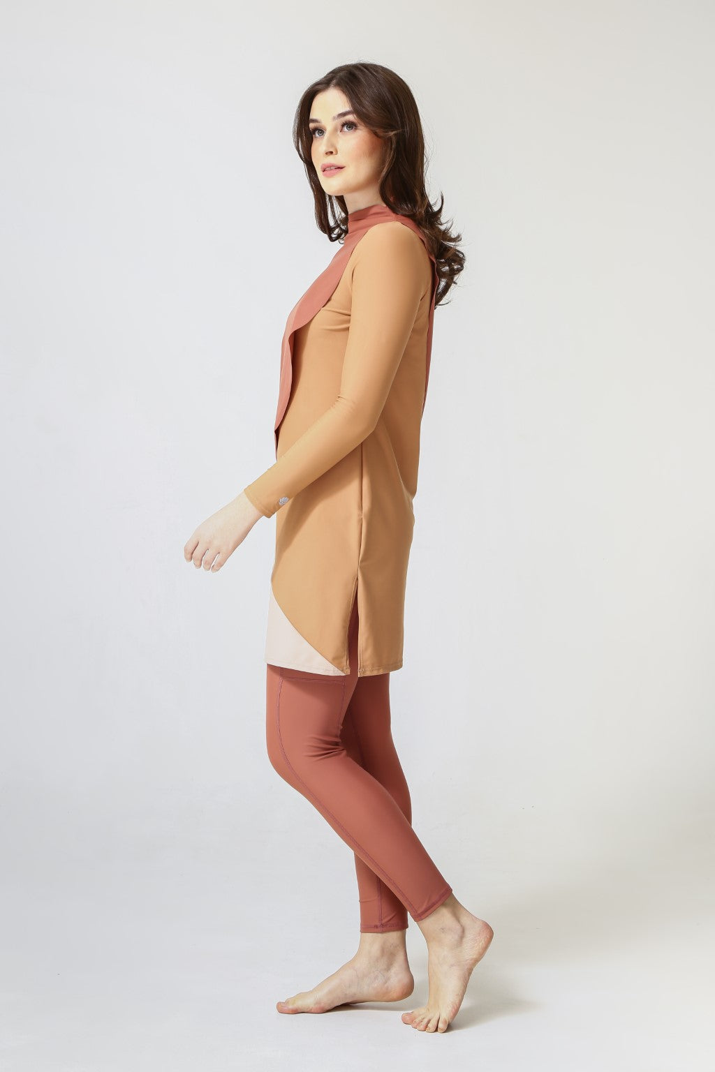 Lanuuk Cape Swim Dress - Clay | Full Coverage Modest Swimwear Burkini