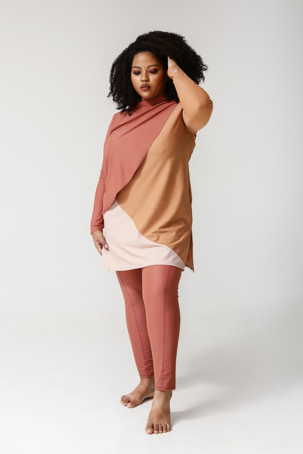 Lanuuk Cape Swim Dress - Clay | Full Coverage Modest Swimwear Burkini