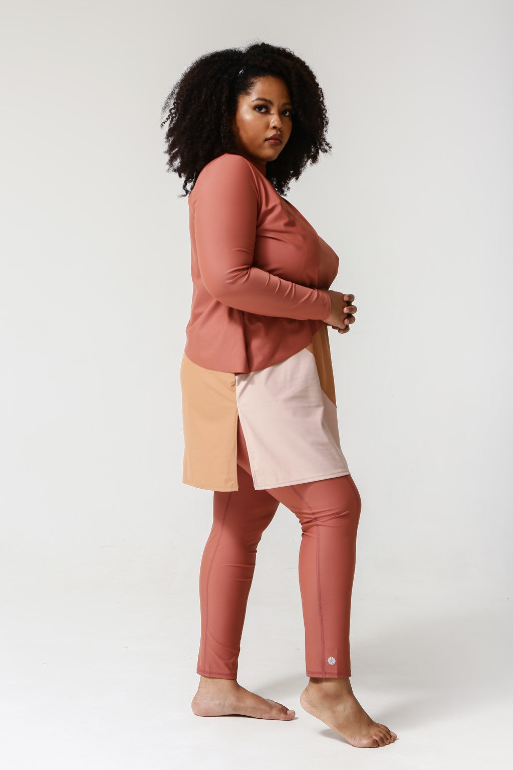 Lanuuk Cape Swim Dress - Clay | Full Coverage Modest Swimwear Burkini