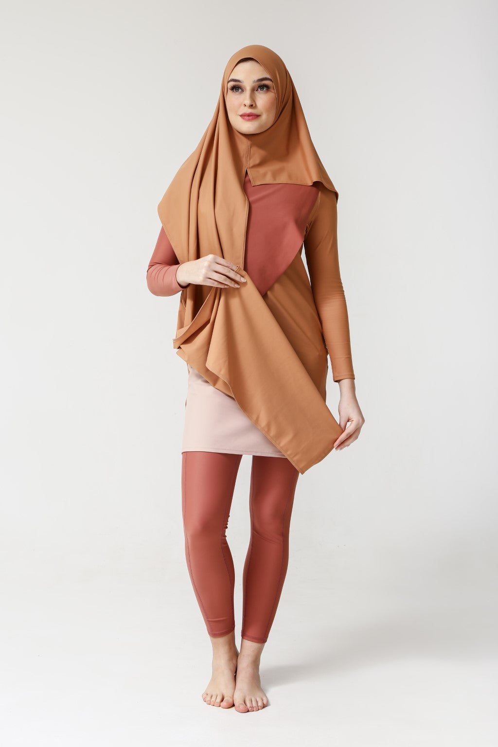 Lanuuk Cape Swim Dress - Clay | Full Coverage Modest Swimwear Burkini