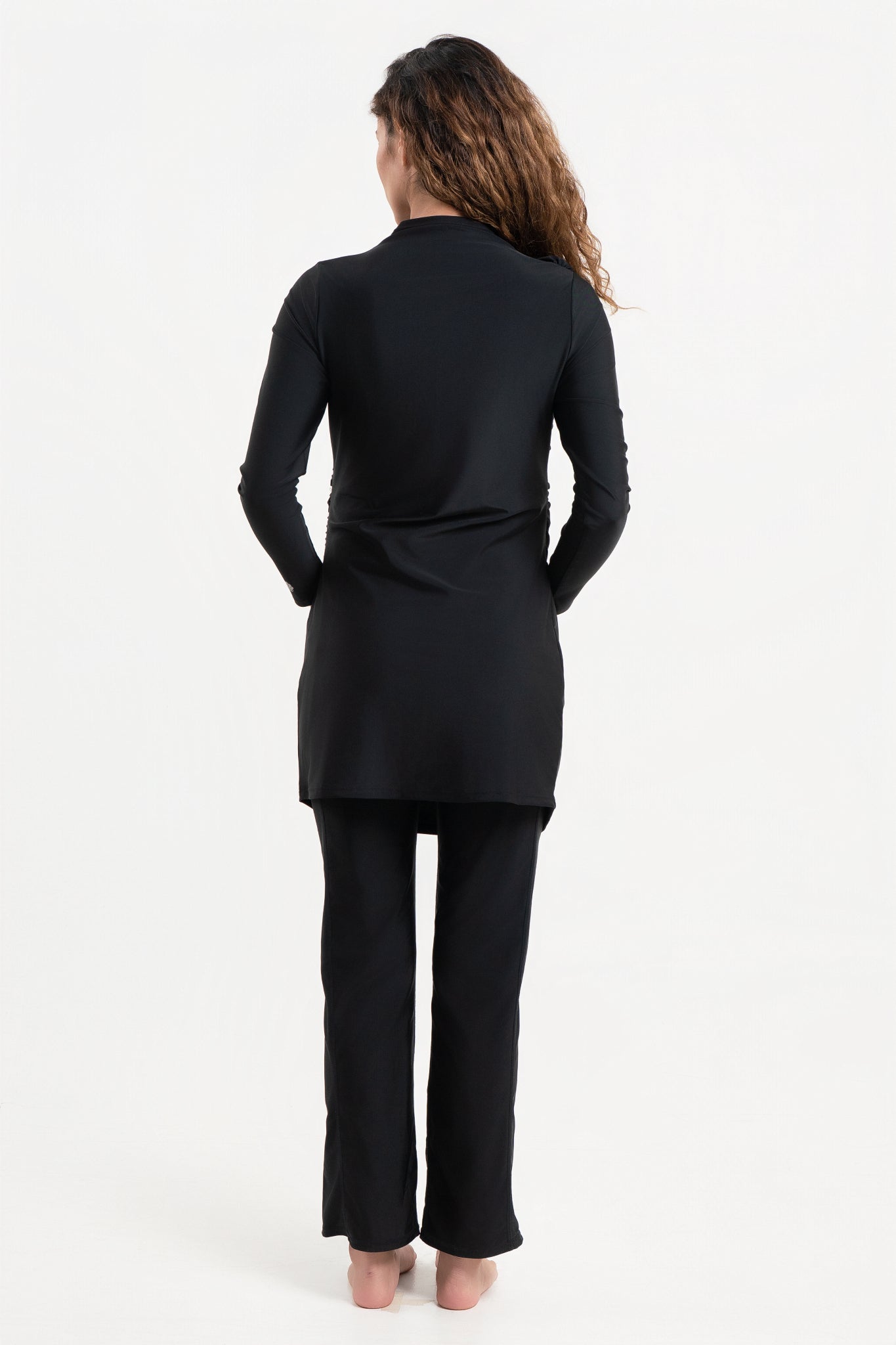 Lanuuk Diana Maternity Nursing Modest Swimwear Swim Beach Dress Ruched Burkini Black