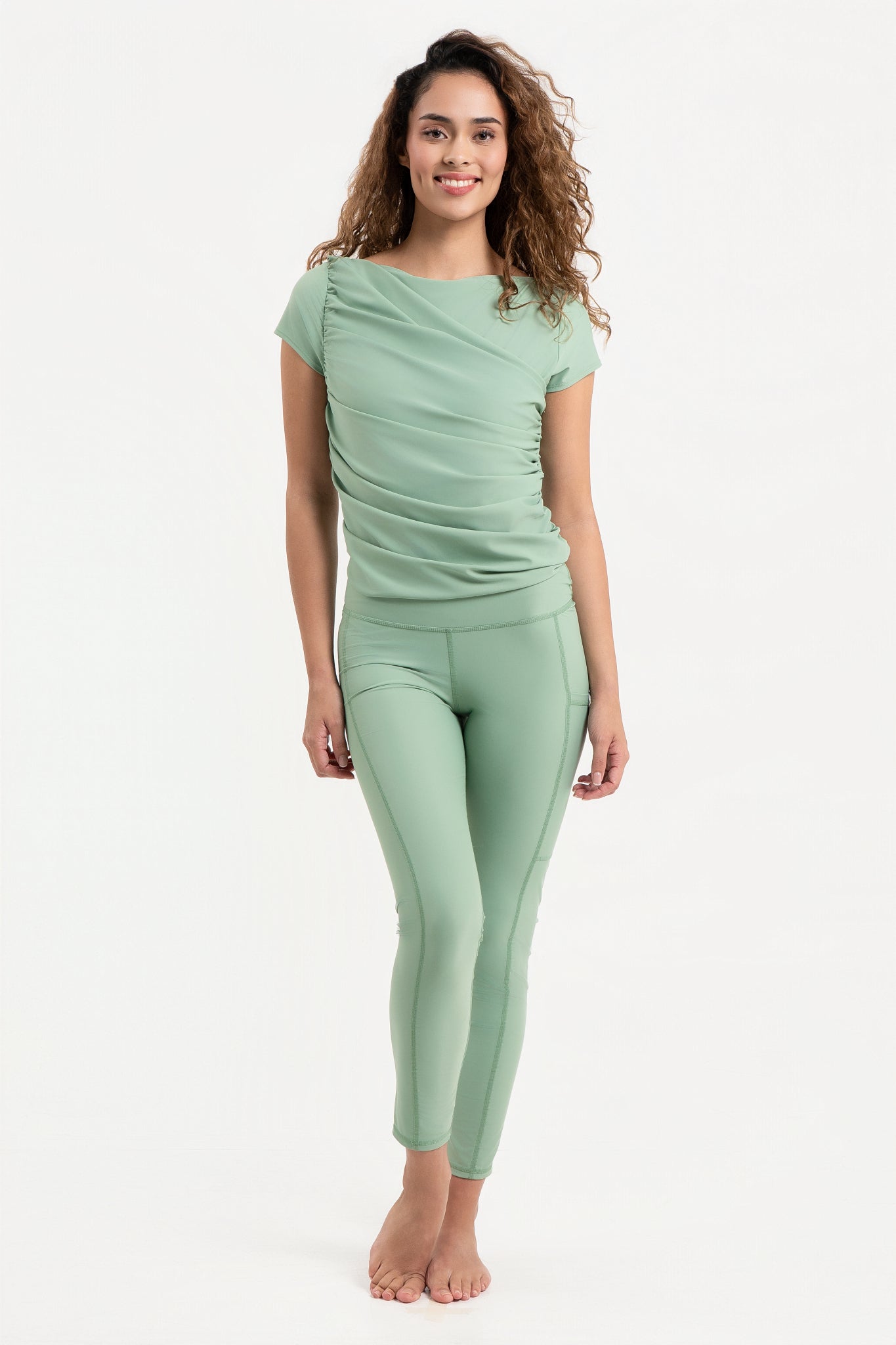 Lanuuk Diana Midi Modest One piece Swimsuit Burkini Sage green