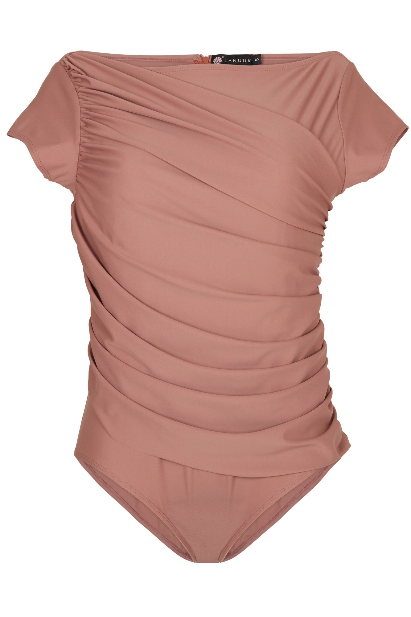 Lanuuk Diana Midi Swimsuit - Earth | Short Sleeve One Piece Full Coverage Modest Swimwear Burkini