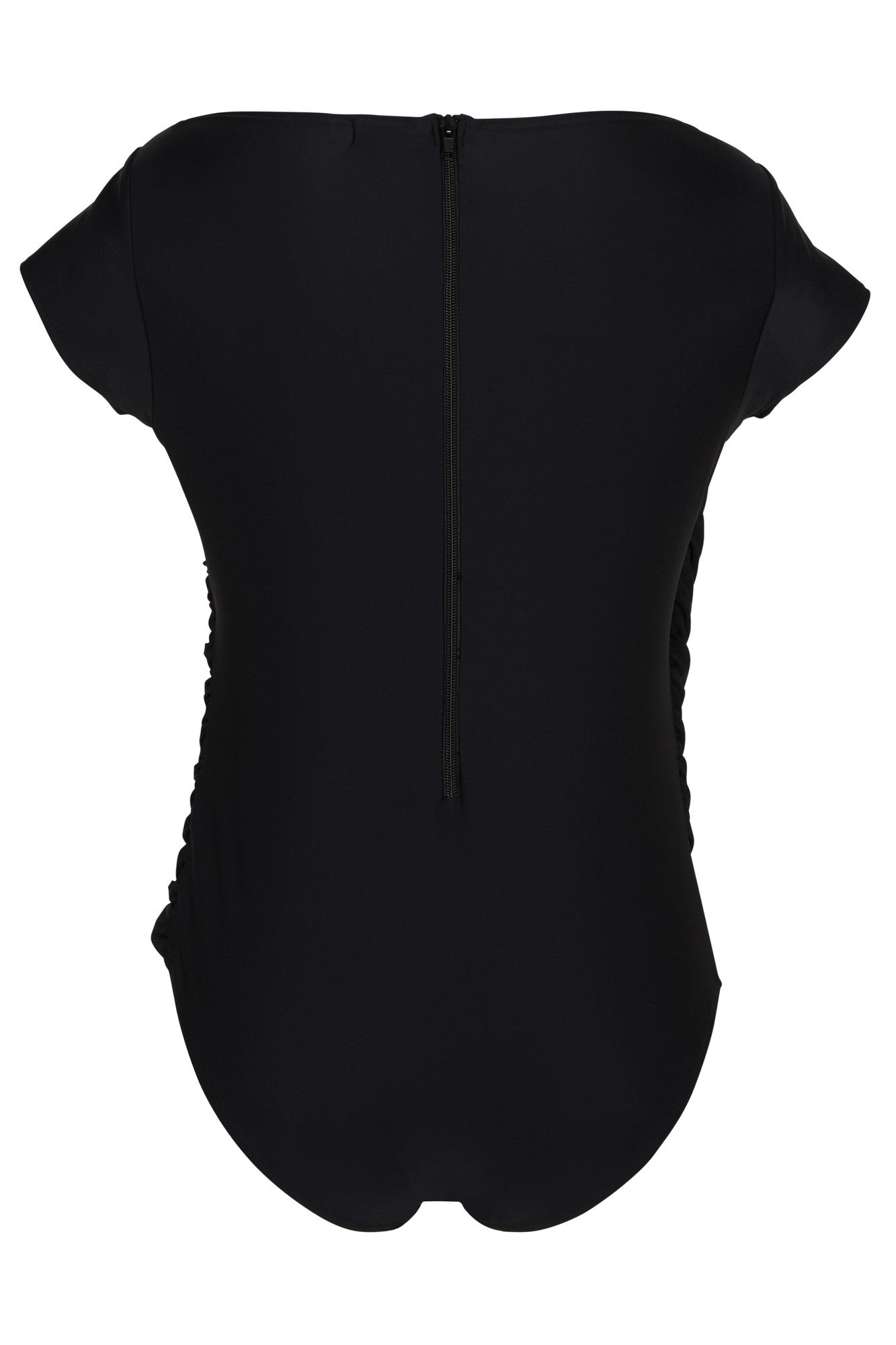 Lanuuk Diana Midi Swimsuit - Black | Short Sleeve One Piece Full Coverage Modest Swimwear Burkini