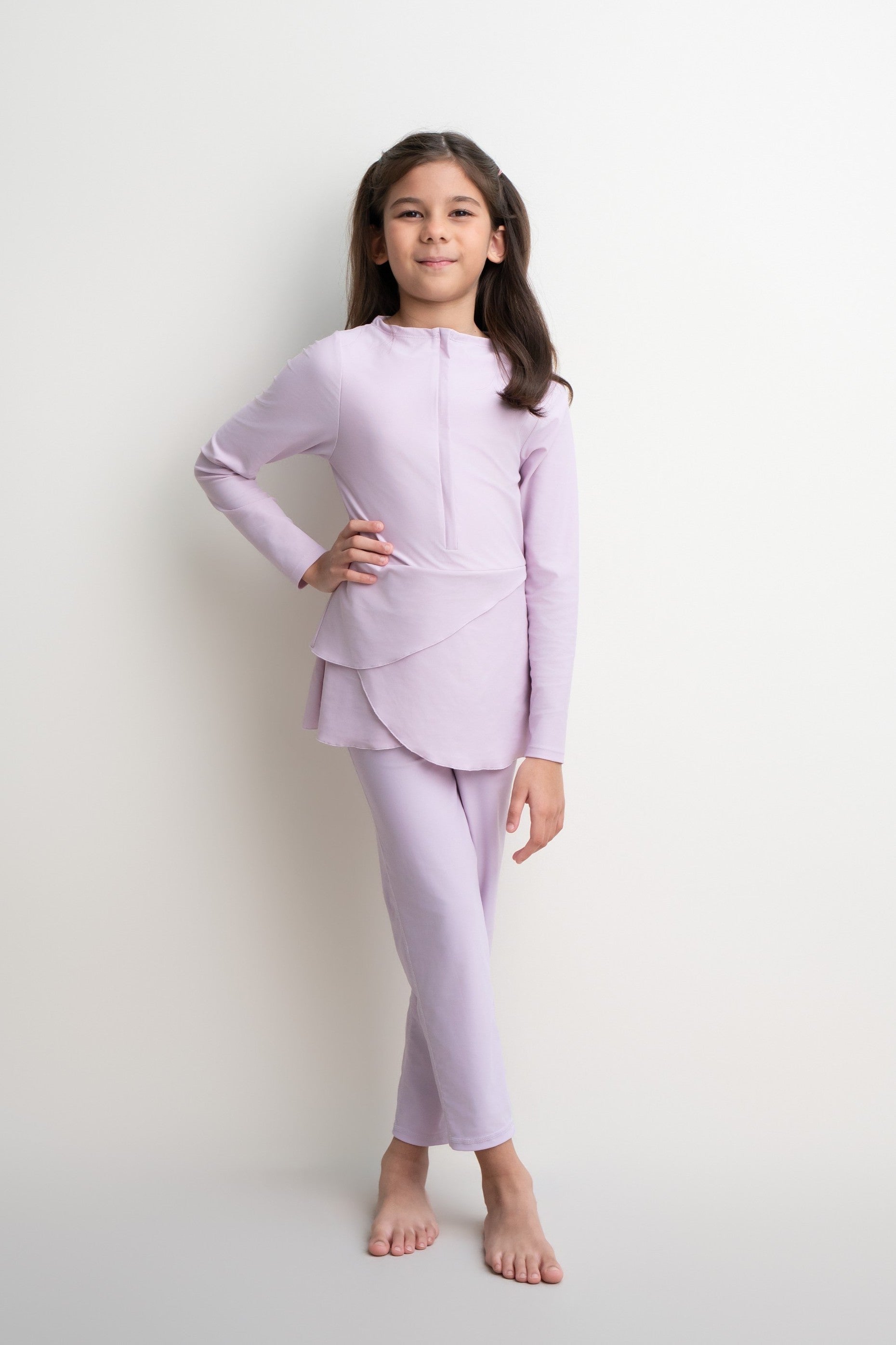 Lanuuk Lula Kids Sunsafe UPF UV Girls Modest Swimwear Set Burkini Bloom Lavender