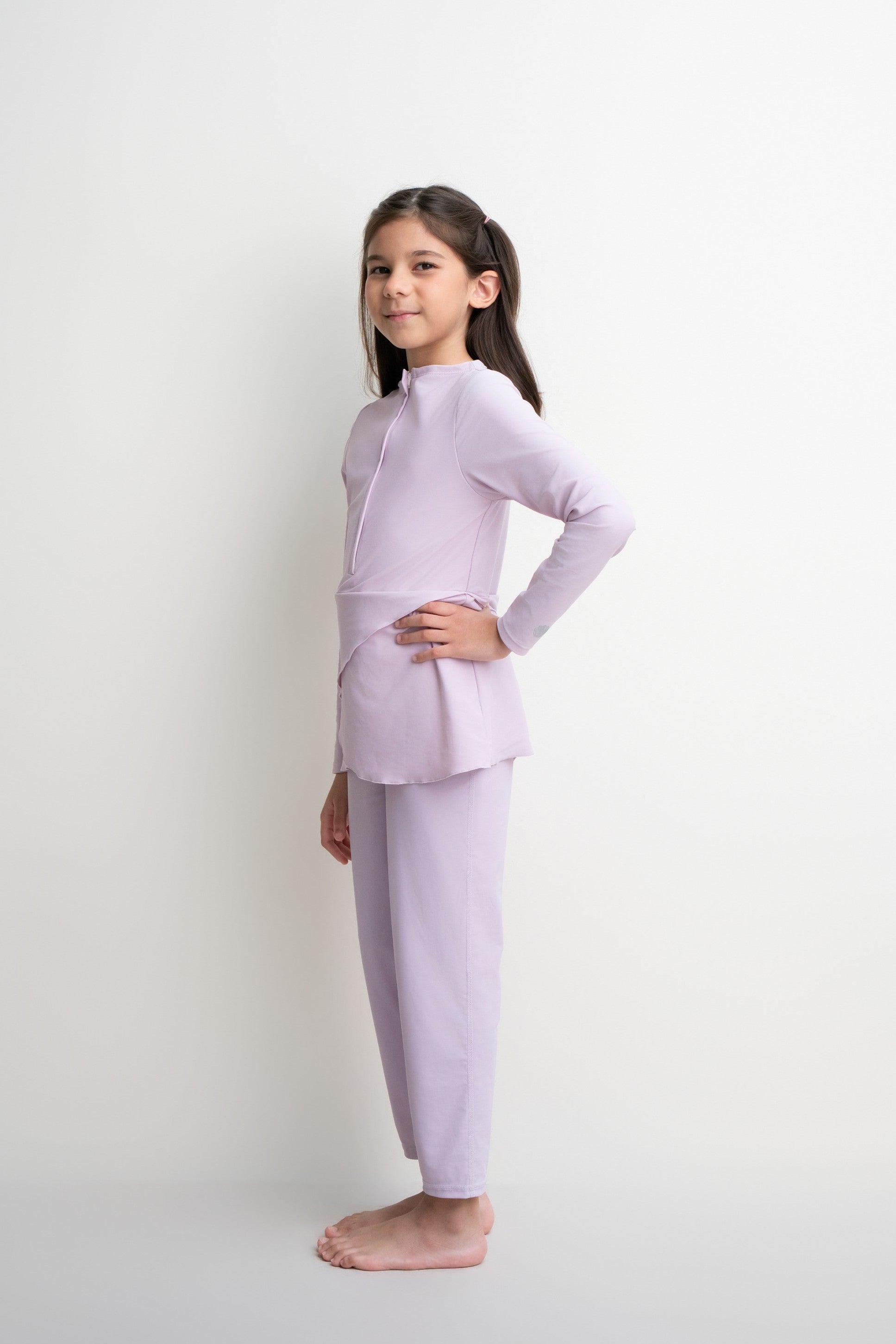 Lanuuk Lula Kids Sunsafe UPF UV Girls Modest Swimwear Set Burkini Bloom Lavender