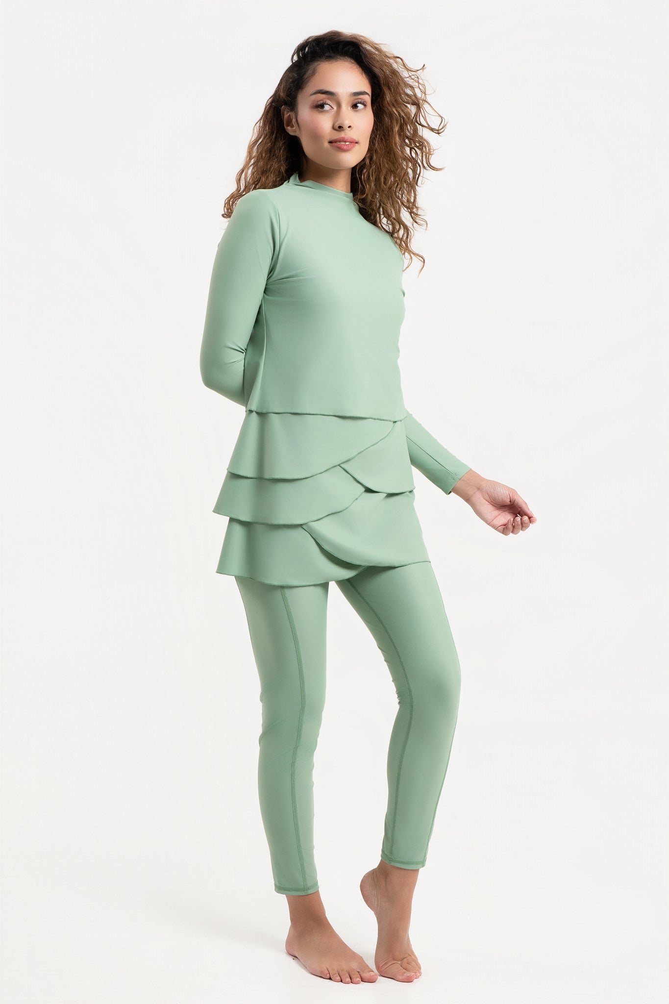 Lanuuk Lula Modest UPF Sunsafe Swimwear Swim Beach Dress Burkini Sage Green
