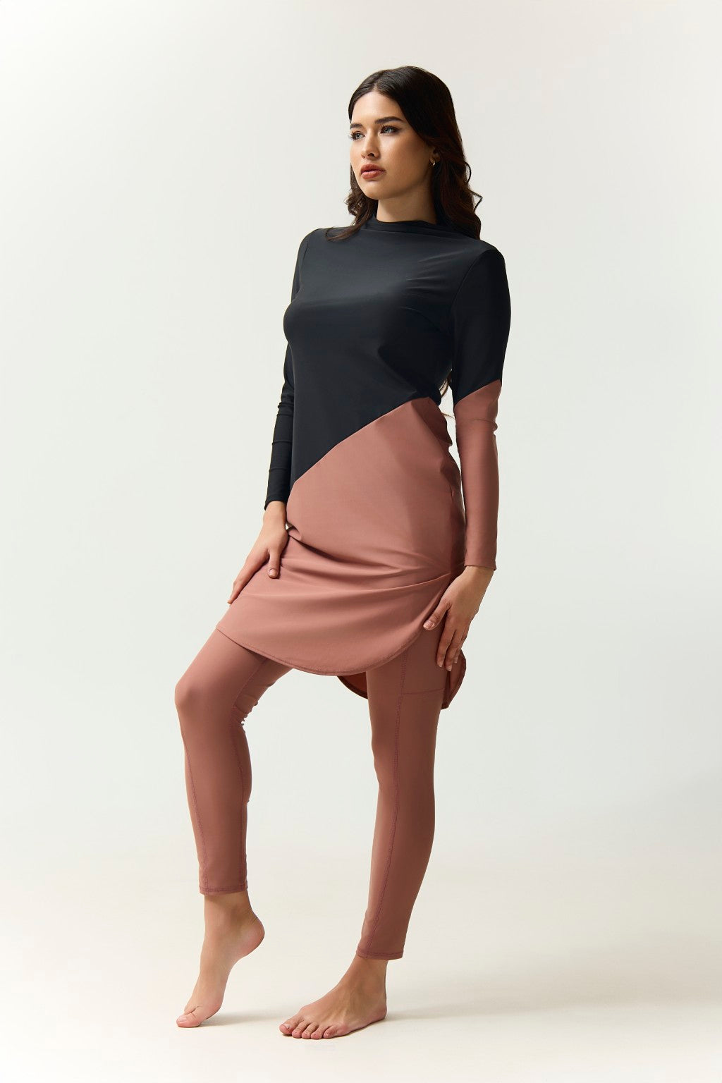 Maya Swim Dress - Black/Earth