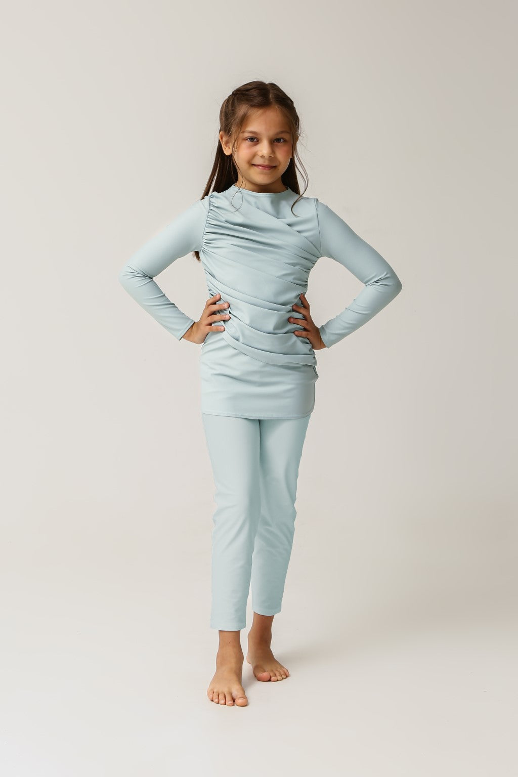 Lanuuk Diana Kids Two Piece Swimwear - Aqua | UPF Full Coverage Modest Burkini