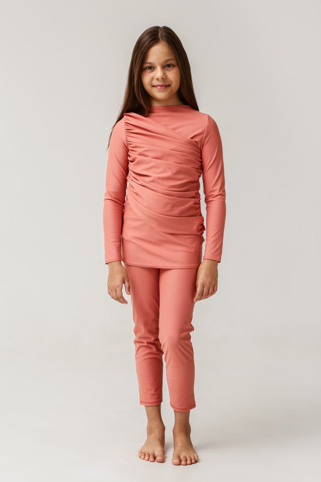 Lanuuk Diana Kids Two Piece Swimwear - Coral | UPF Full Coverage Modest Burkini