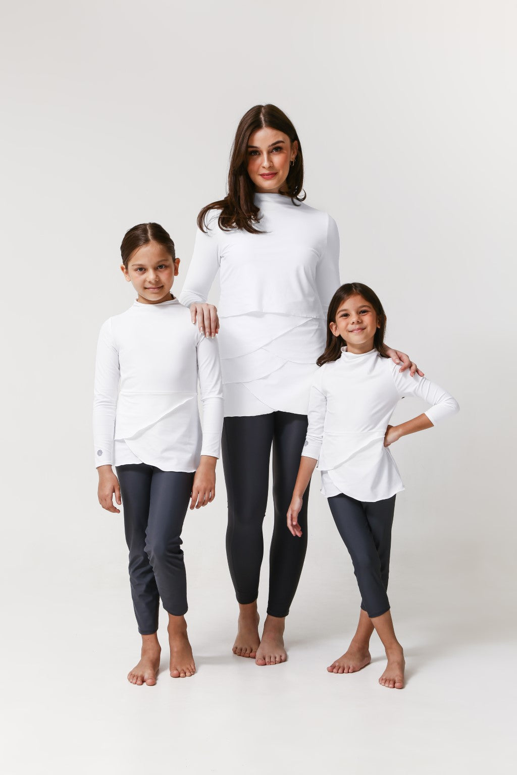 Lanuuk Lula Kids Two Piece Swimwear - White/Shadow | UPF Full Coverage Modest Burkini