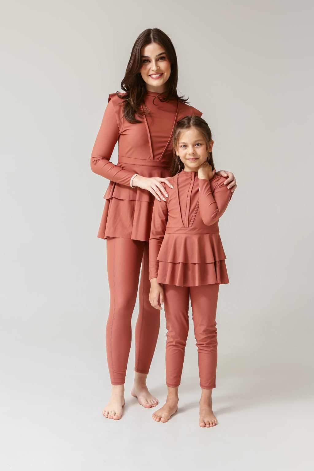 Lanuuk Serena Kids Two Piece Swimwear - Clay | UPF Full Coverage Modest Burkini