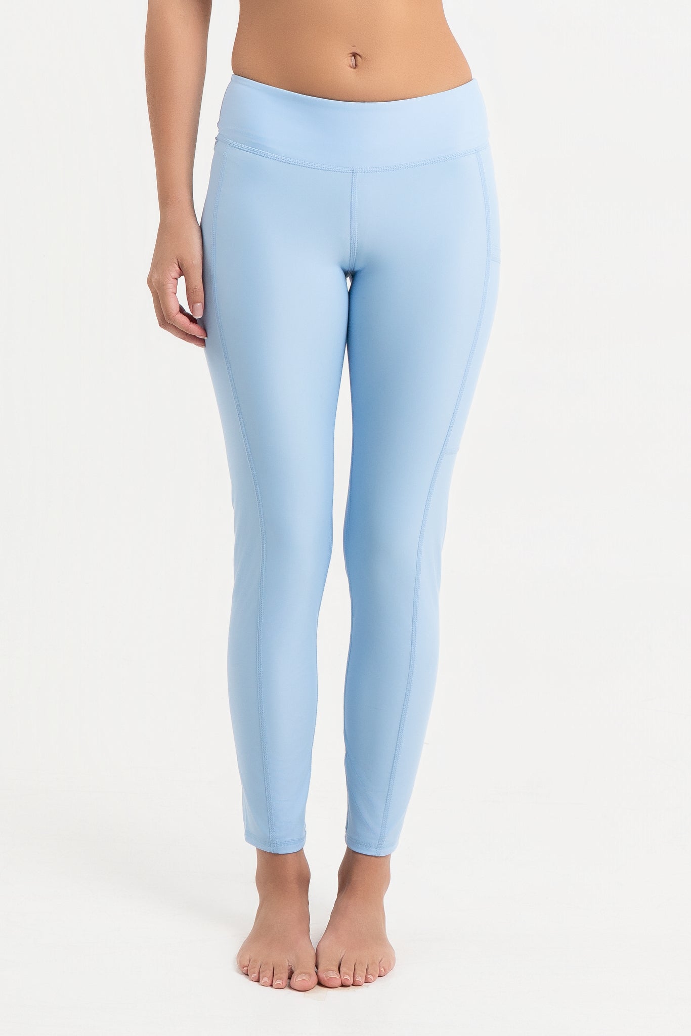 Lanuuk Pocket Swim Leggings Tights Pants modest swimwear Burkini Sky Blue UPF UV Sunsafe