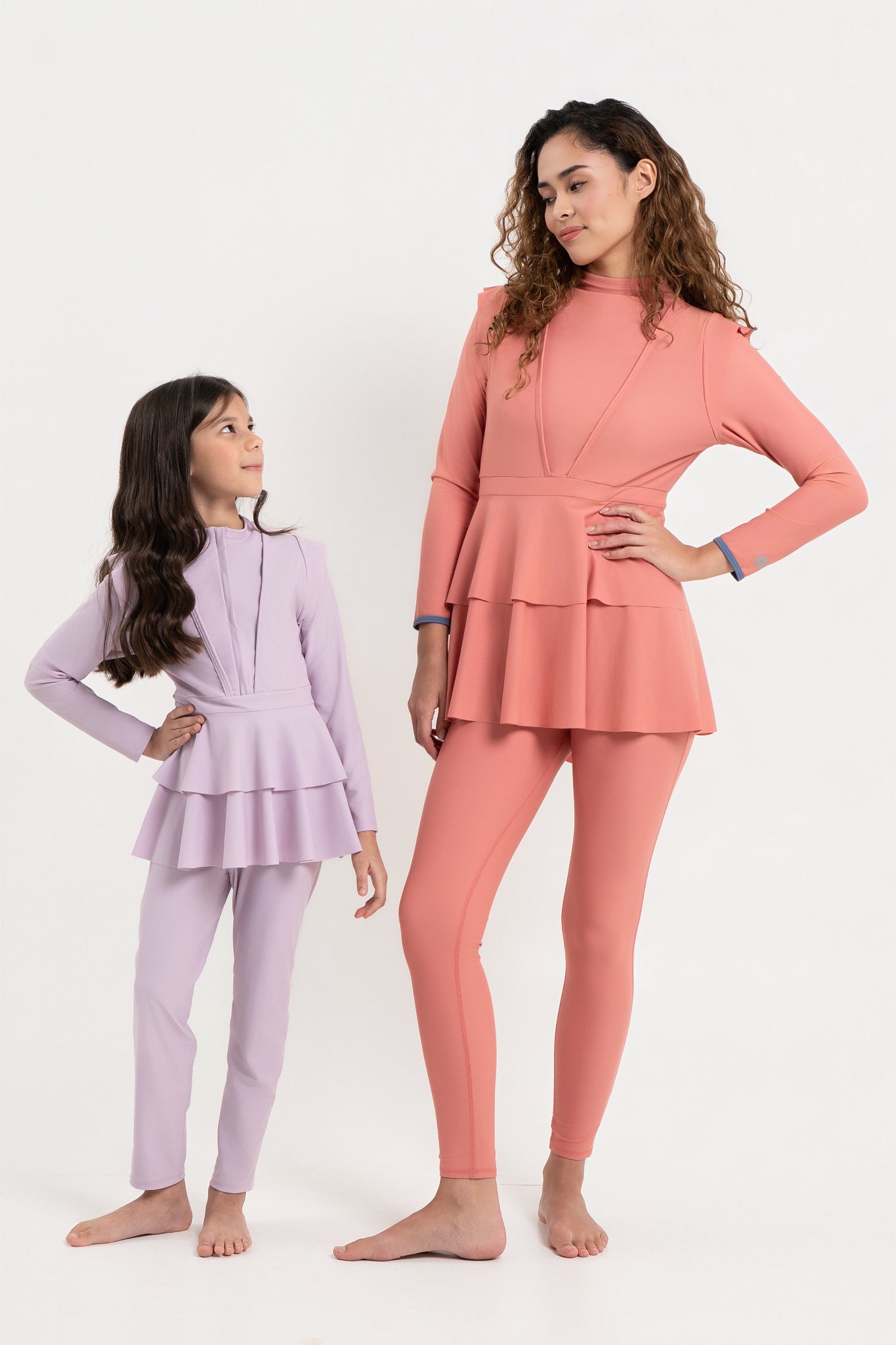 Lanuuk Serena Kids Girls Modest Swimwear Set Burkini Bloom Lilac lavender Mommy & Me