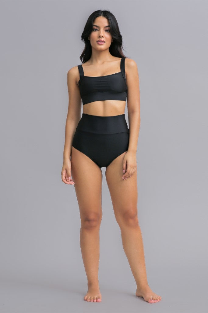 Bikini Black LANUUK Full Coverage High Waist Modest Swimwear