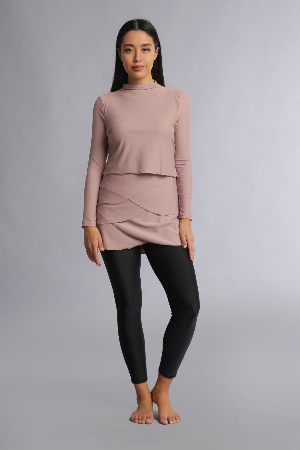 Lula Swim Set - Woodrose/Black Lanuuk Modest Swimwear