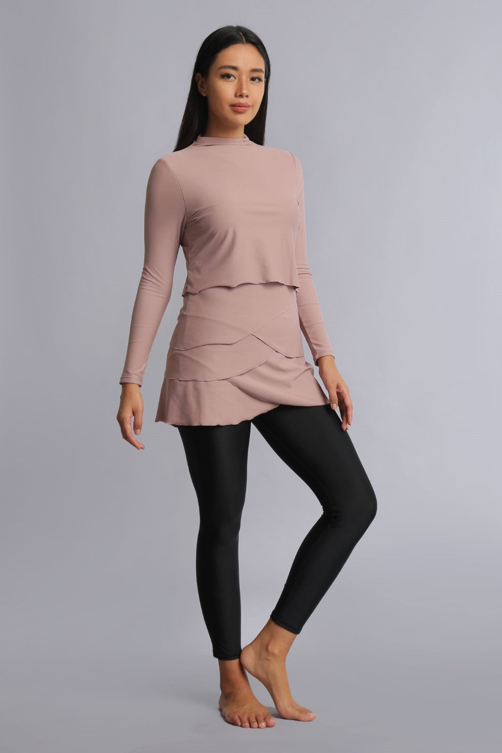 Lula Swim Set - Woodrose/Black Lanuuk Modest Swimwear