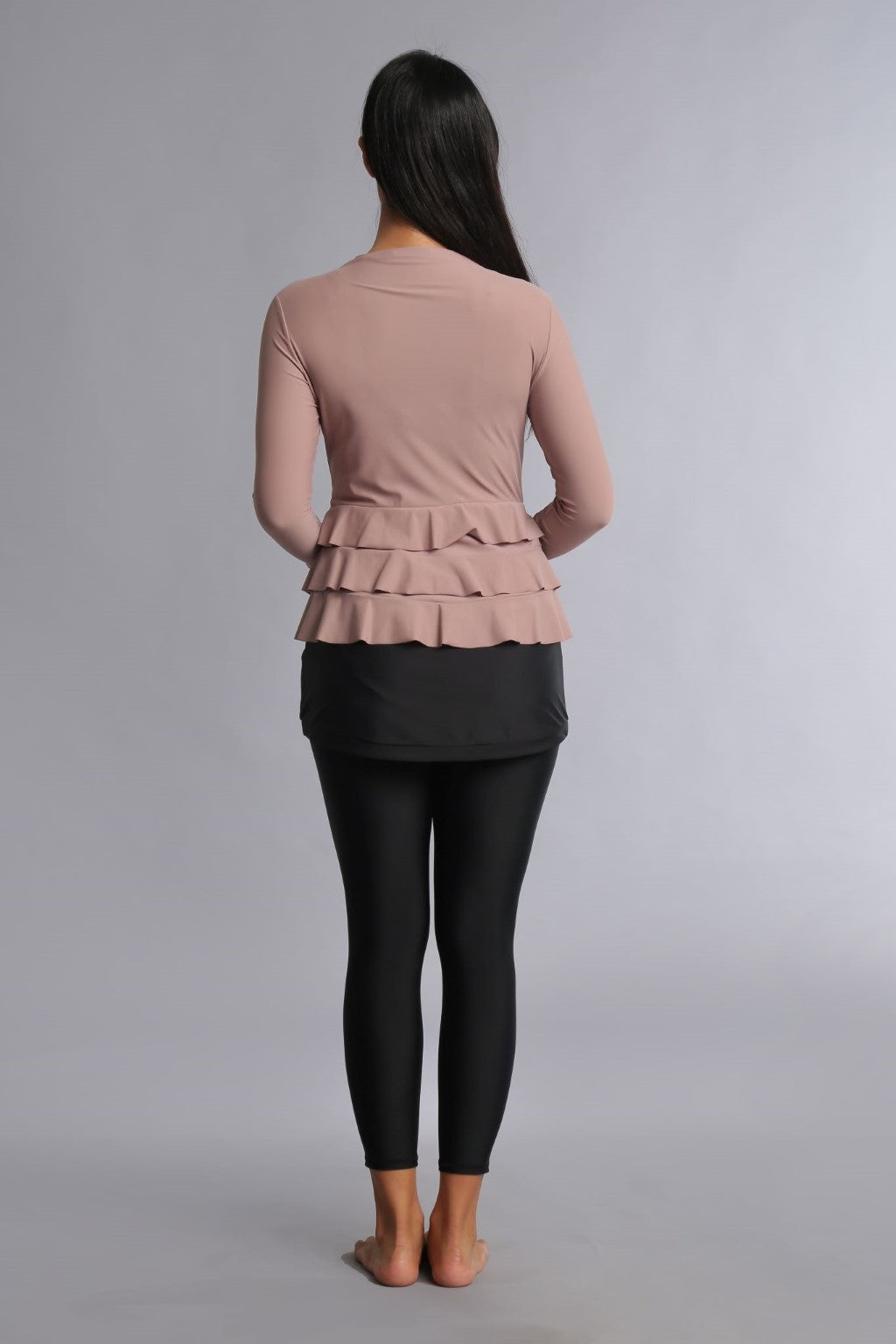 Mira Swim Set - Woodrose/Black Lanuuk Modest Swimwear