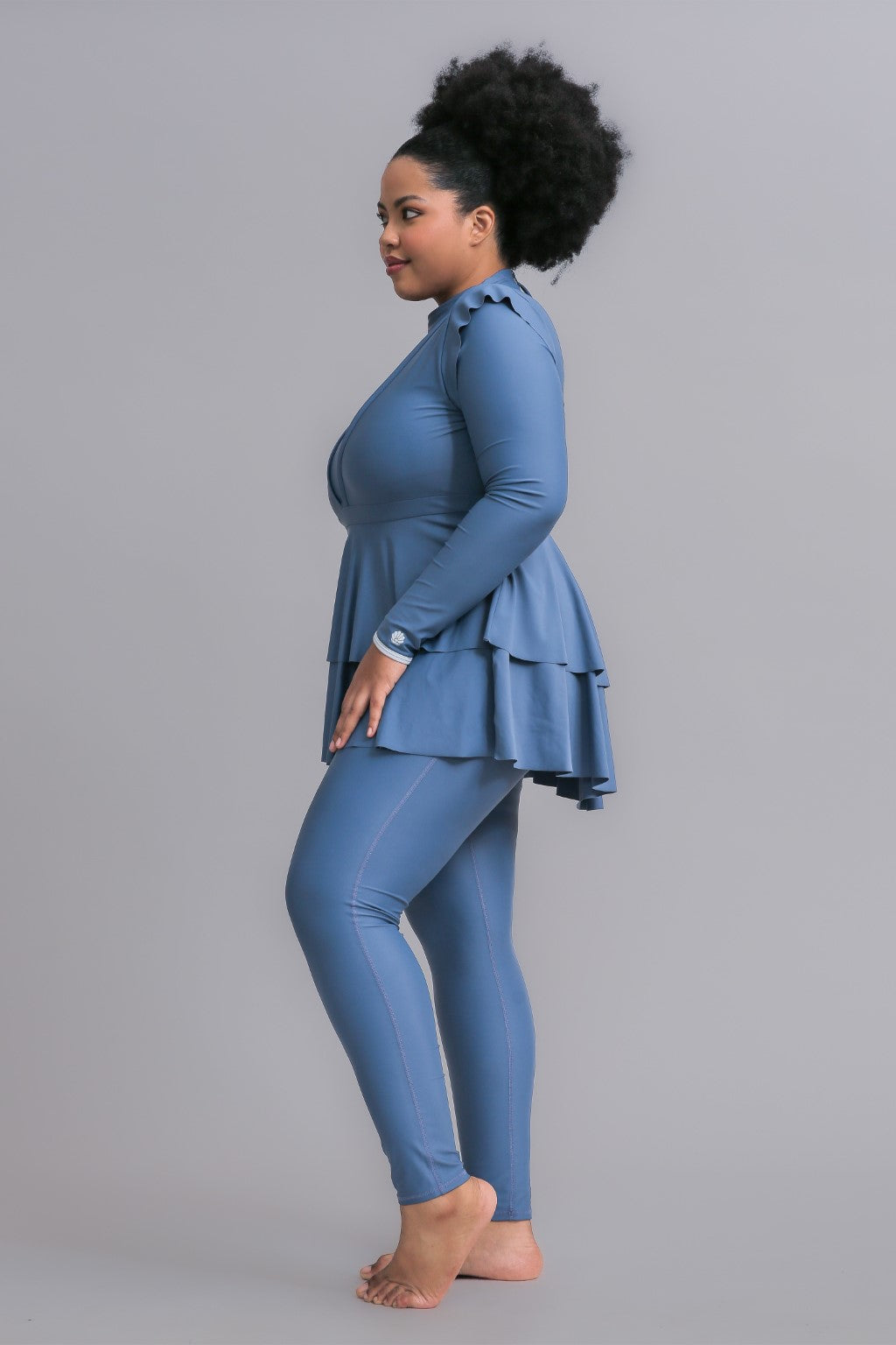 Serena Swim Dress - Azure - Modest Swimwear Burkini HijabLanuuk Serena Modest UPF Swimwear Dress Burkini Azure Blue Plus size