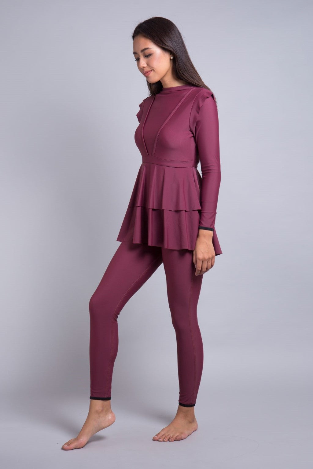 Serena Swim Set - Burgundy Lanuuk Modest Swimwear Burkini