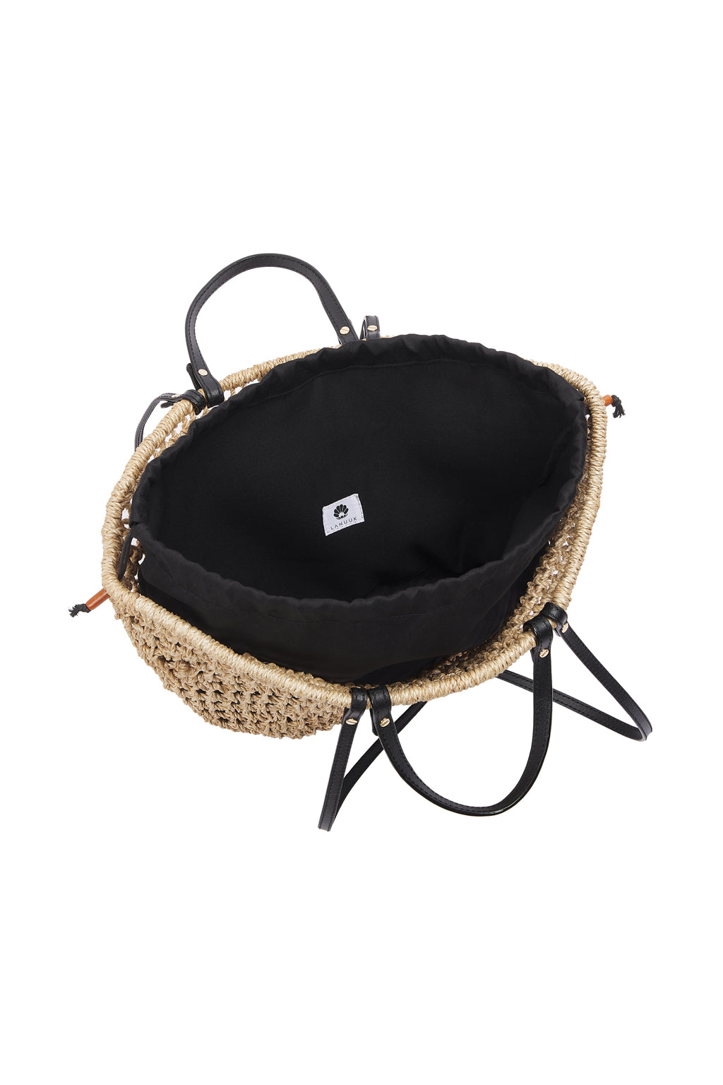Lanuuk Resortwear Handbag Tote Shoulder Bag Abaca Hand Woven Accessories Beach Natural Black