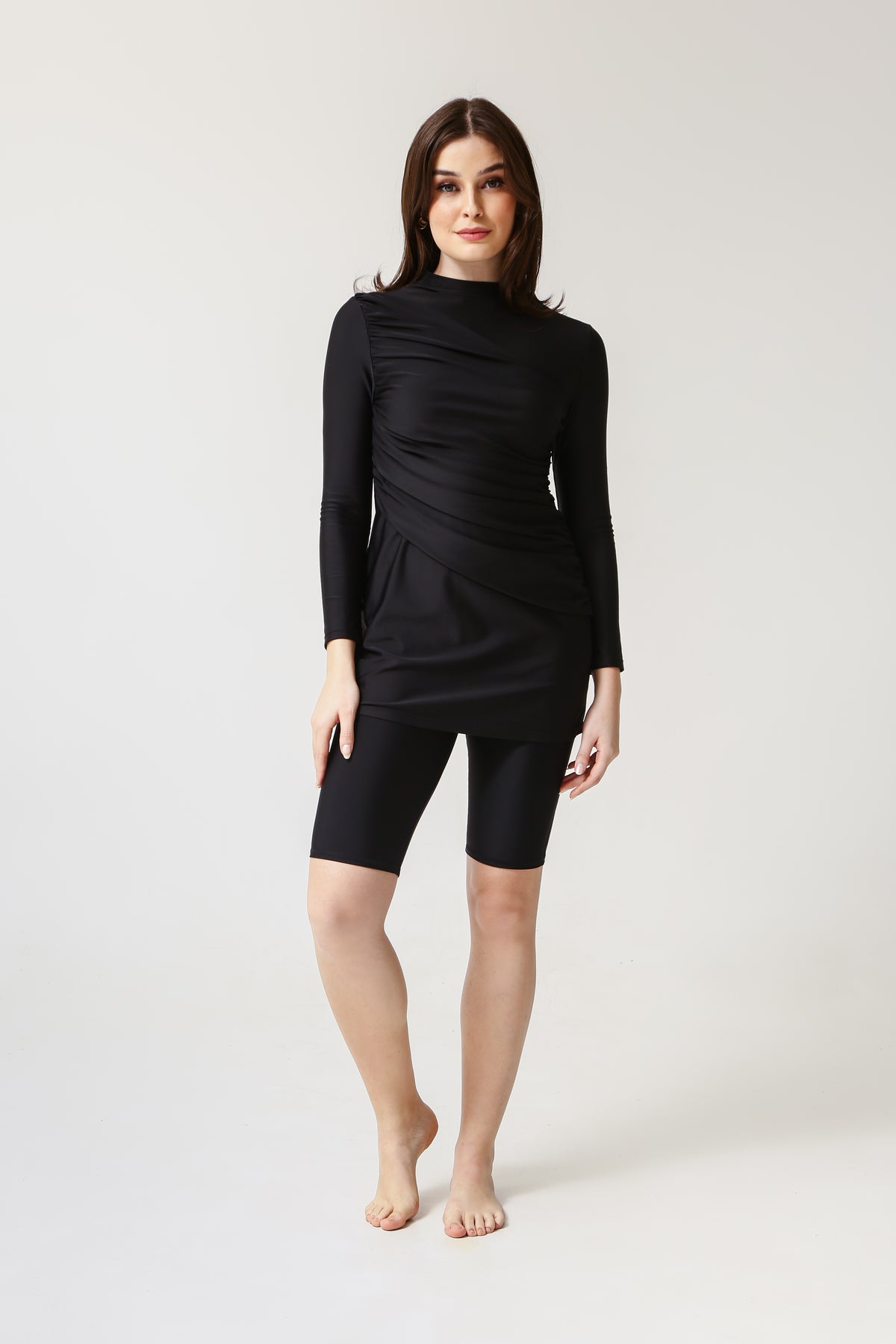 Diana Swim Dress BLACK | LANUUK Womens Modest Covered Burkini Swimwear