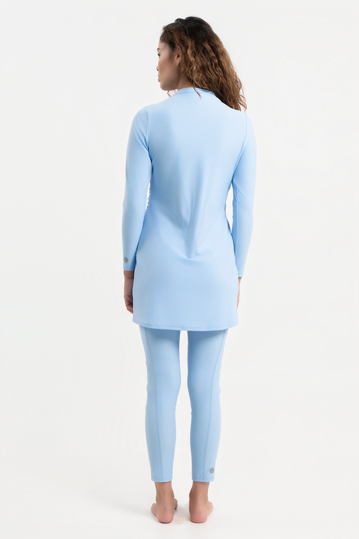 Lanuuk Diana Modest Swimwear Swim Beach Dress Ruched Burkini Sky blue