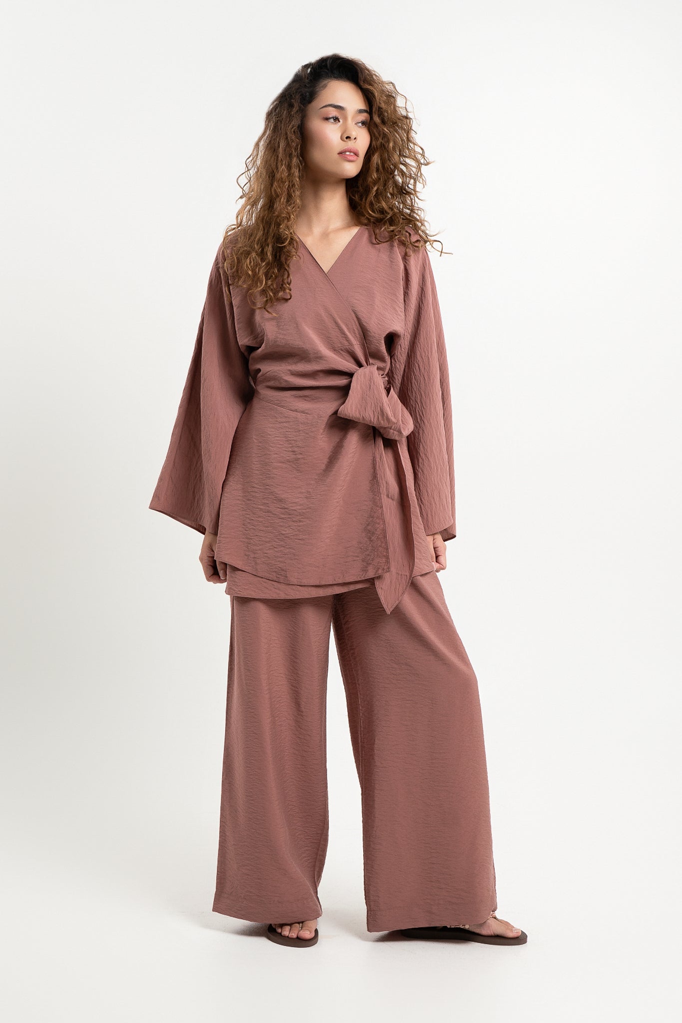 Lanuuk Resortwear Modest Relaxed Fit Flowy Shirt Blouse Cover Up Wrap Top Resort Coord Set Sustainable Ecovero Earth