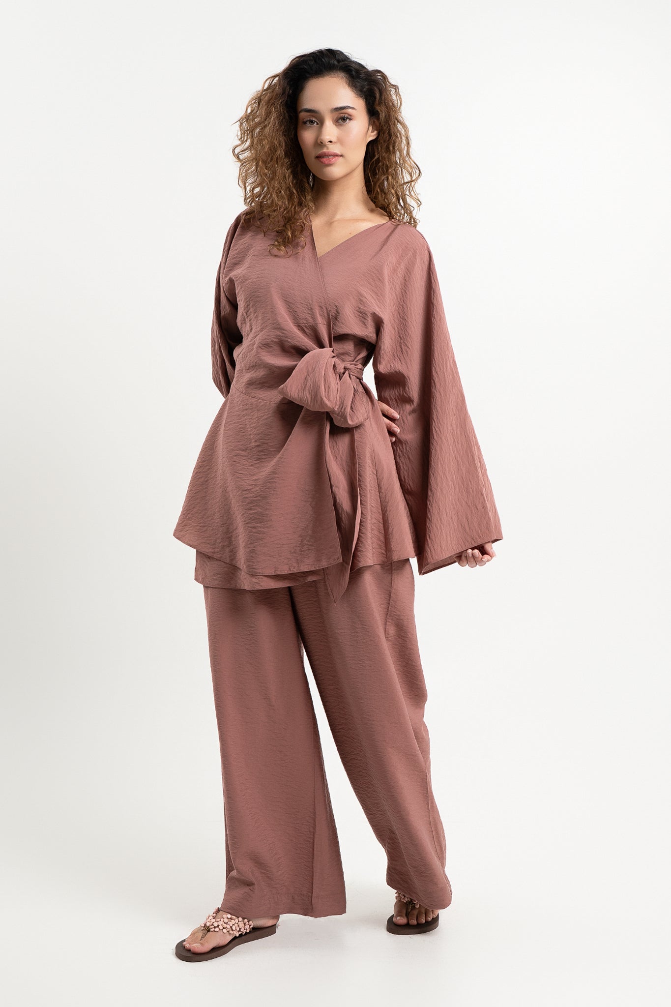 Lanuuk Resortwear Modest Relaxed Fit Flowy Shirt Blouse Cover Up Wrap Top Resort Coord Set Sustainable Ecovero Earth