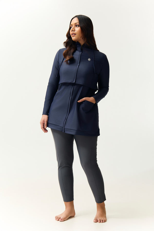 Kaya Swim Dress Midnight | LANUUK Womens Hooded Burkini Swimsuit
