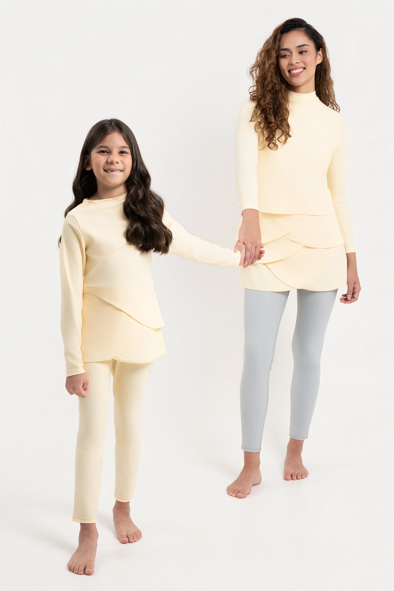 Lanuuk Lula Kids Girls Modest Sunsafe UPF Swimwear Set Burkini Sol Yellow Matching Mommy and Me