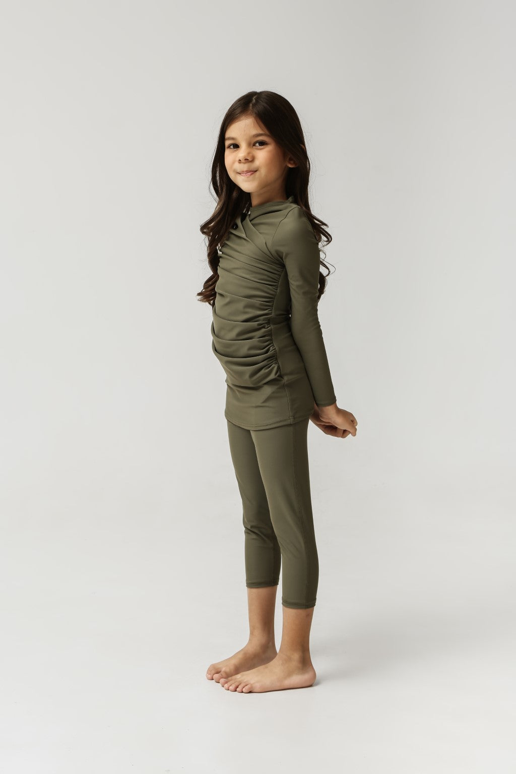 Lanuuk Diana Kids Two Piece Swimwear - Olive | UPF Full Coverage Modest Burkini
