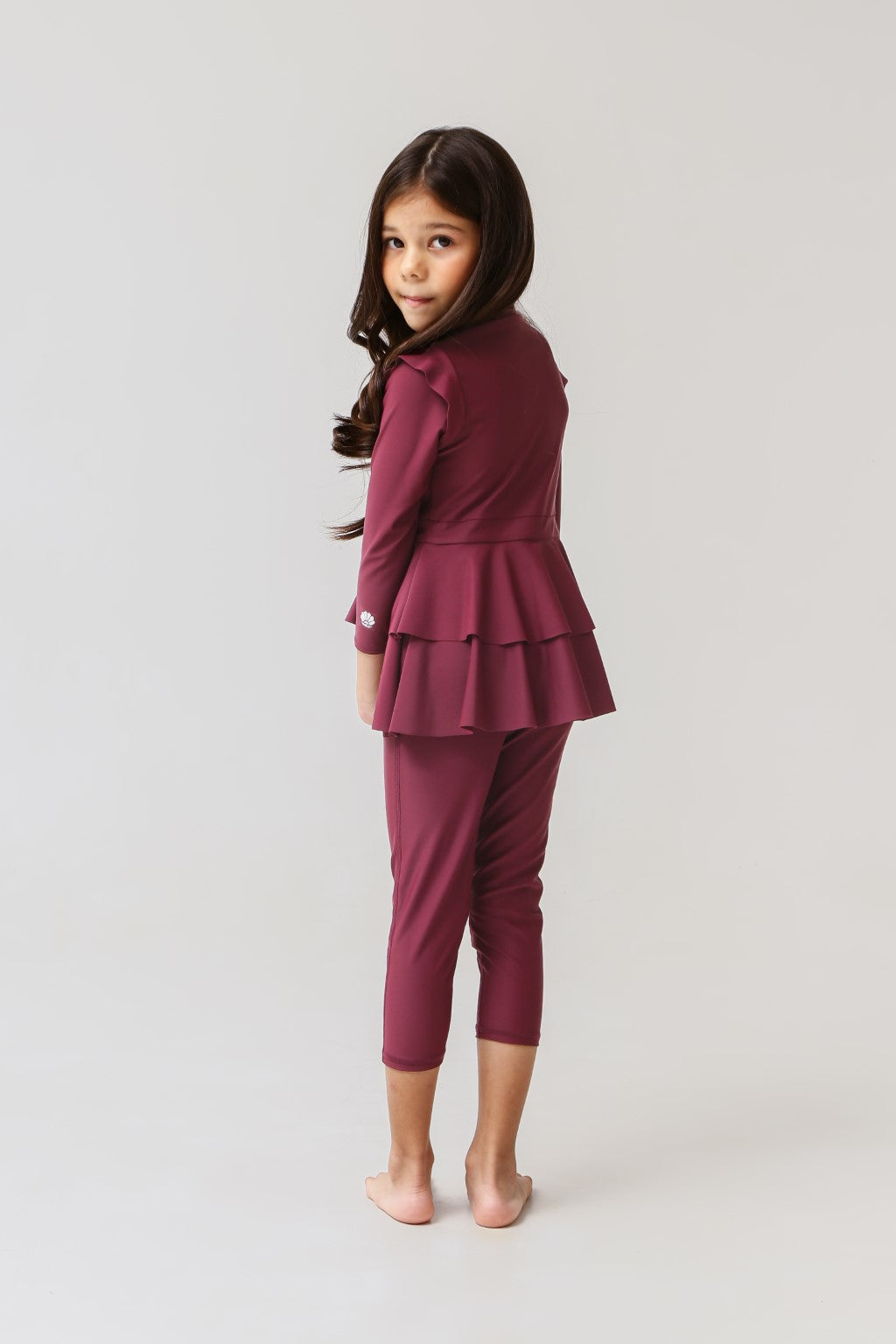 Lanuuk Serena Kids Two Piece Swimwear - Burgundy | UPF Full Coverage Modest Burkini