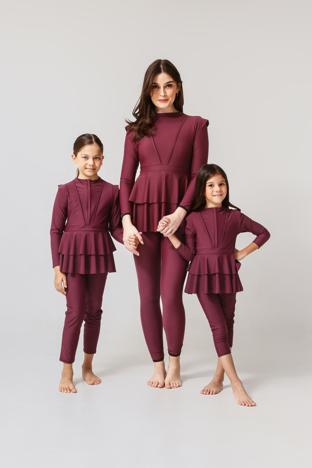 Lanuuk Serena Kids Two Piece Swimwear - Burgundy | UPF Full Coverage Modest Burkini