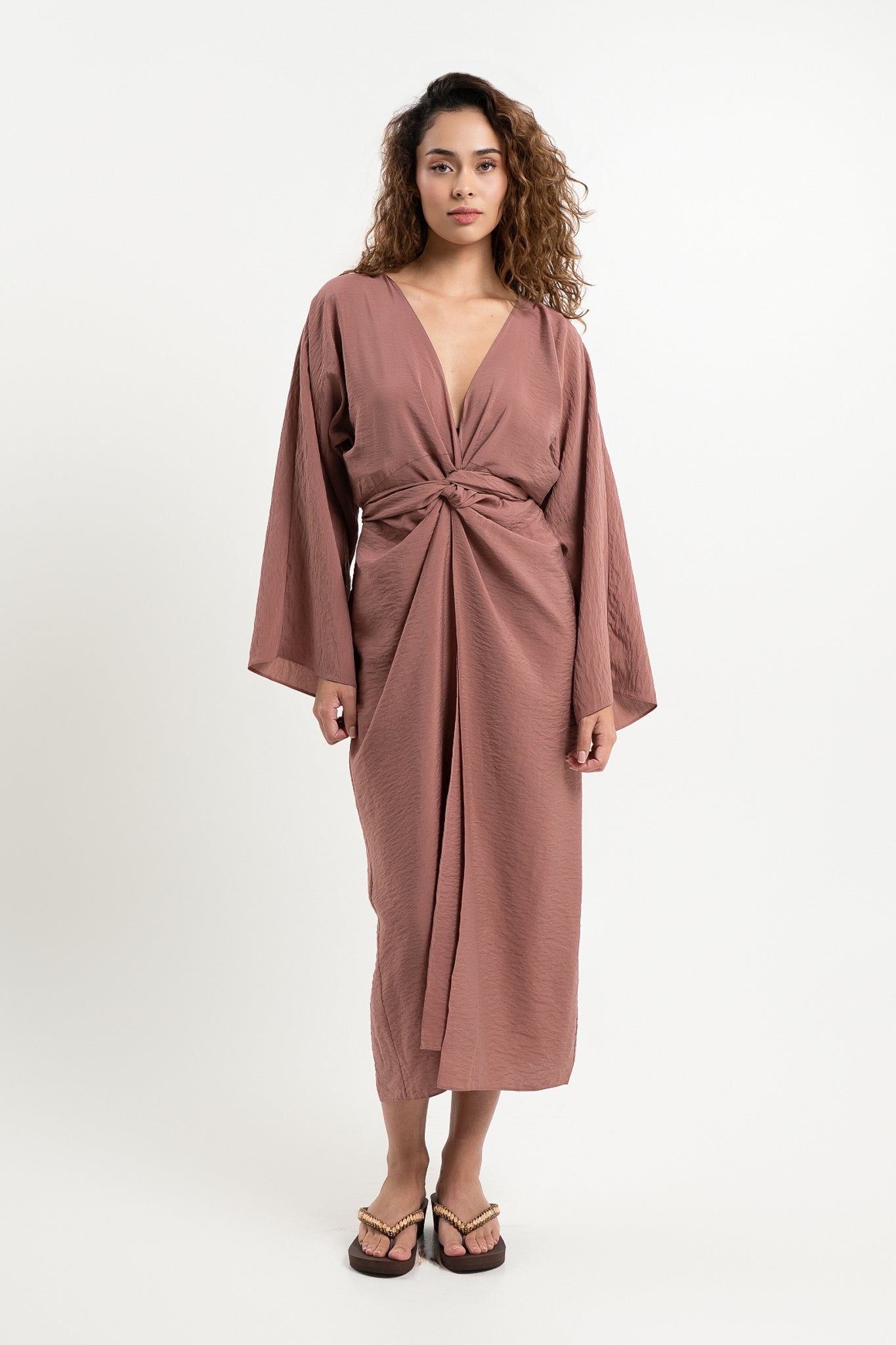Lanuuk Resortwear Modest Knot Kaftan Kimono Wrap Cover Up Beach Co-ord Sustainable Ecovero Earth