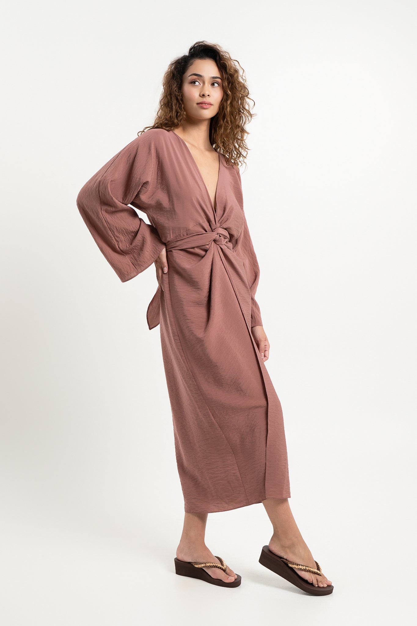 Lanuuk Resortwear Modest Knot Kaftan Kimono Wrap Cover Up Beach Co-ord Sustainable Ecovero Earth