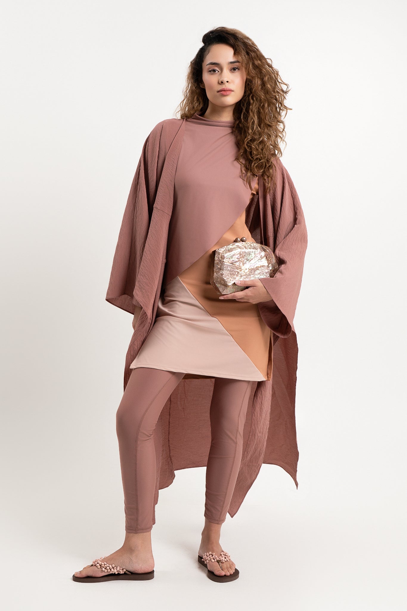 Lanuuk Resortwear Modest Knot Kaftan Kimono Wrap Cover Up Beach Co-ord Sustainable Ecovero Earth