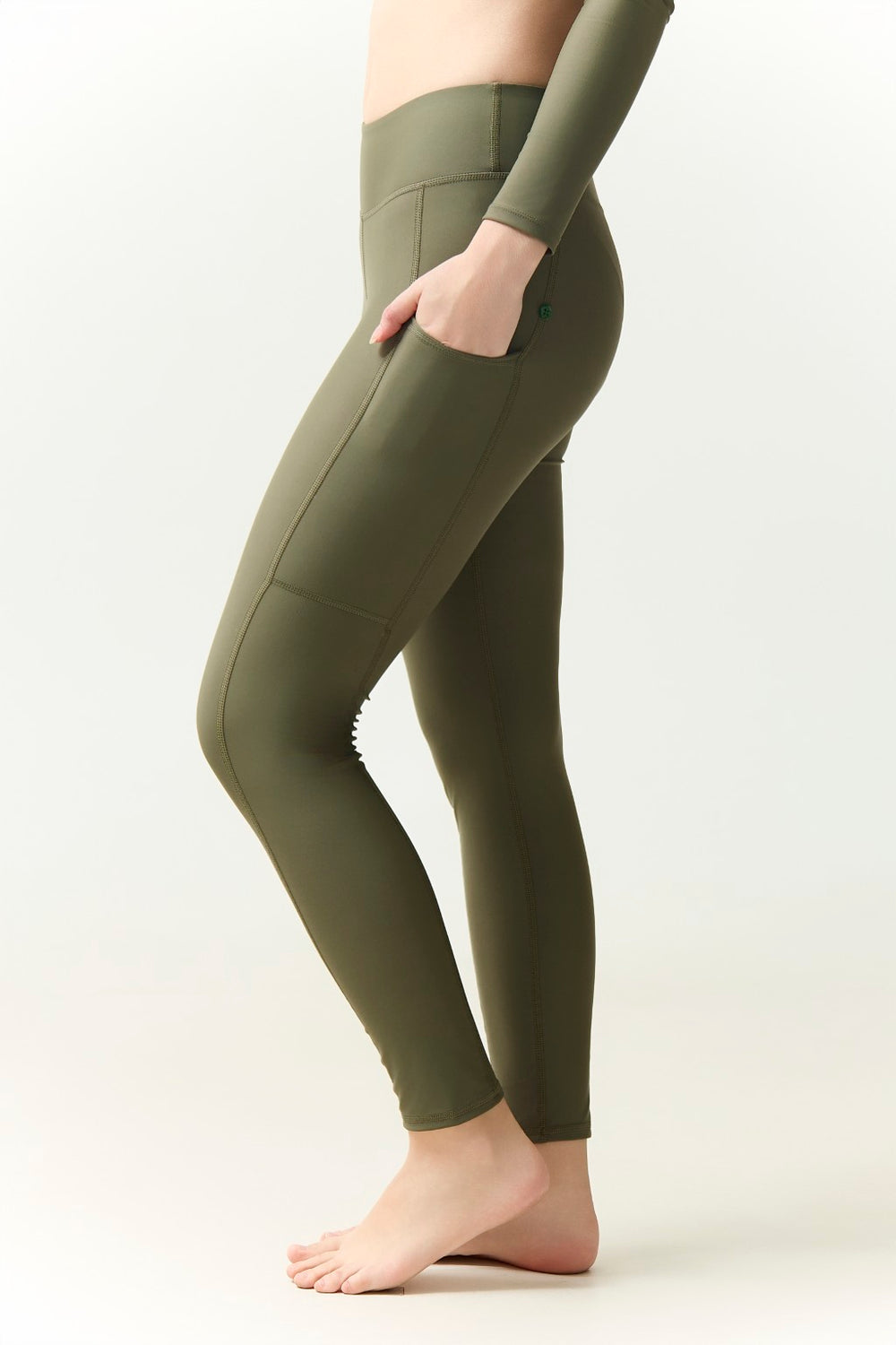 Pocket Swim Tights OLIVE | LANUUK Full Coverage Swim Leggings