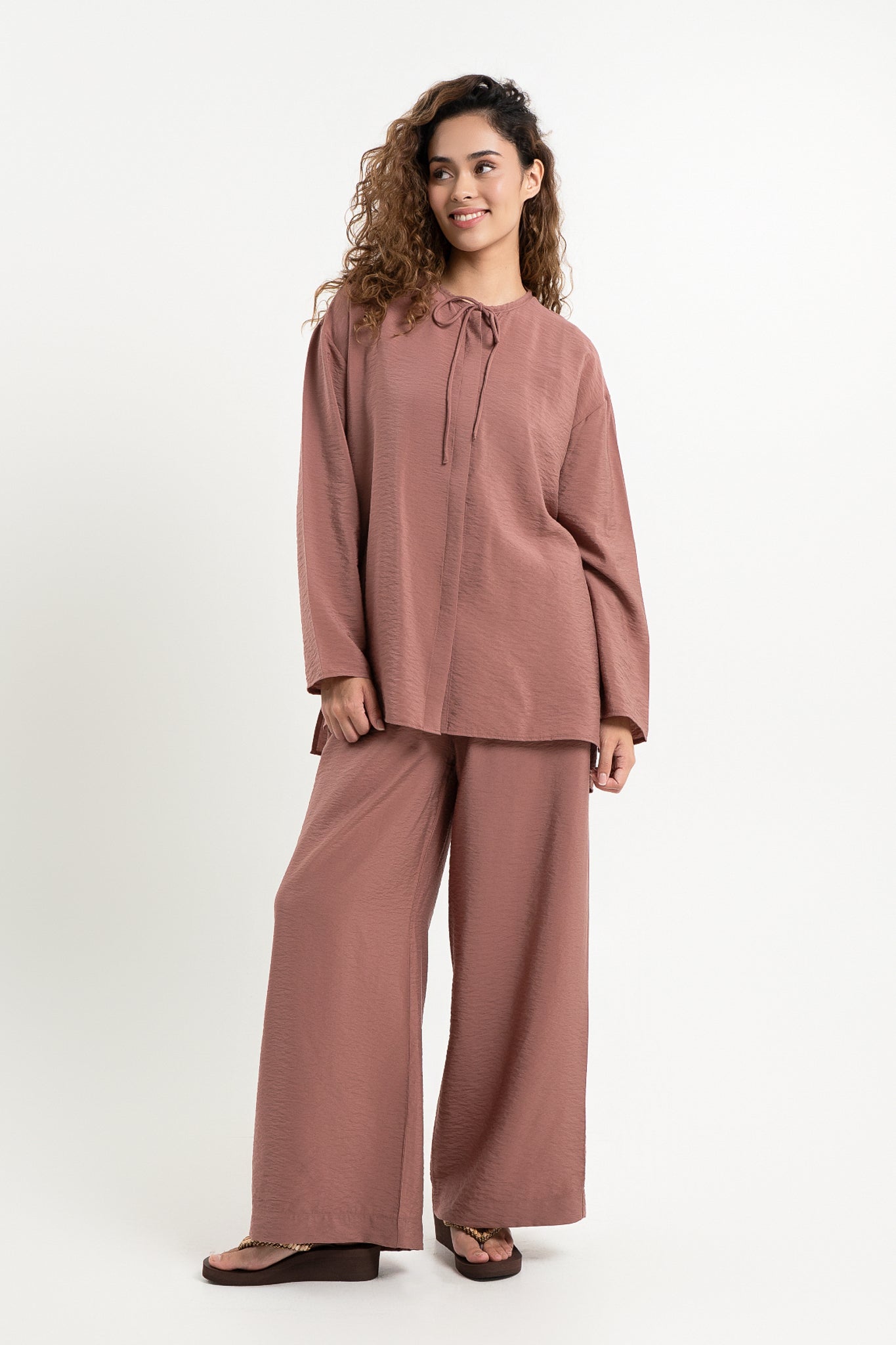 Lanuuk Resortwear Modest Relaxed Fit Flowy Shirt Blouse Cover Up Resortwear Co-ord Set Sustainable Ecovero Earth