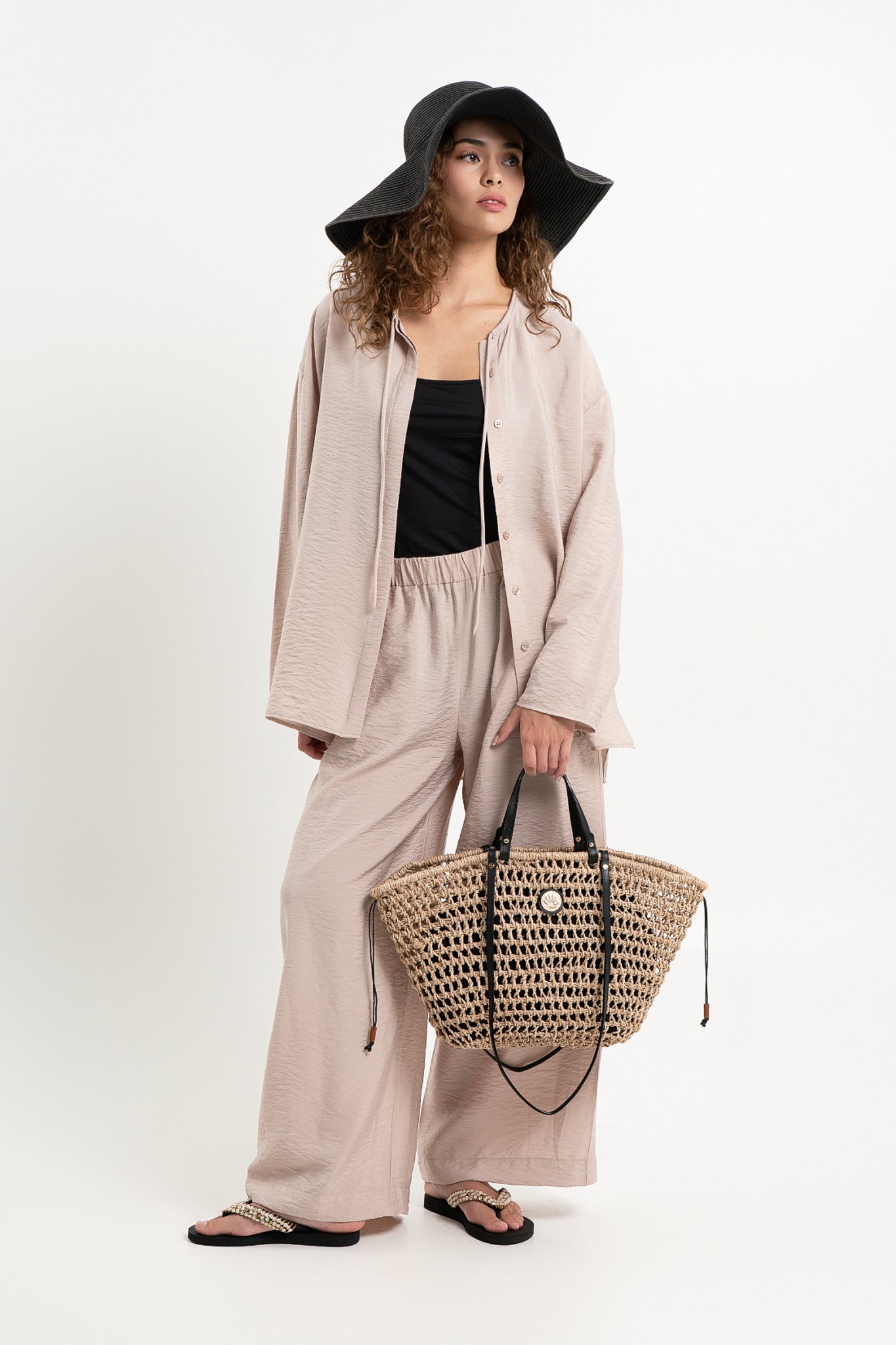 Lanuuk Resortwear Modest Relaxed Fit Flowy Shirt Blouse Cover Up Resortwear Co-ord Set Sustainable Ecovero Shell