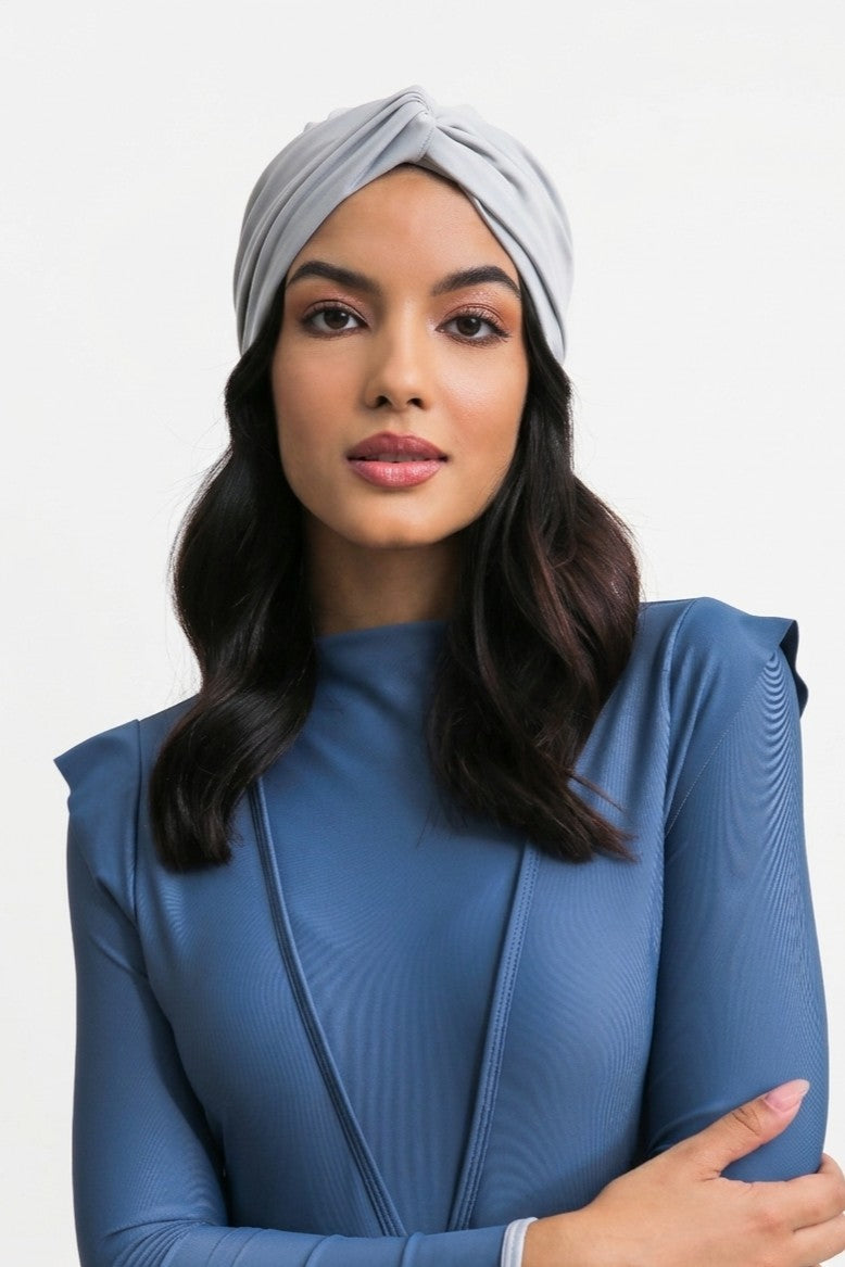Lanuuk Knot Turban Sports Hijab Modest Swimwear Mist Grey