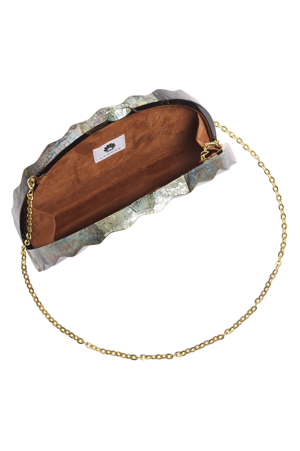 Lanuuk Resortwear Handbag Clutch Mother of Pearl Occasion Wedding Resort Beach Shoulder Bag Black