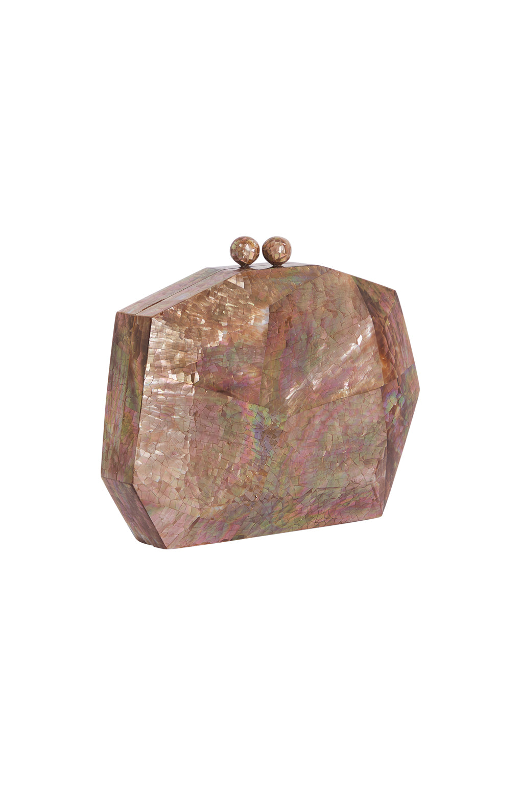 Lanuuk Resortwear Handbag Clutch Mother of Pearl Occasion Wedding Resort Beach Shoulder Bag Brown Earth