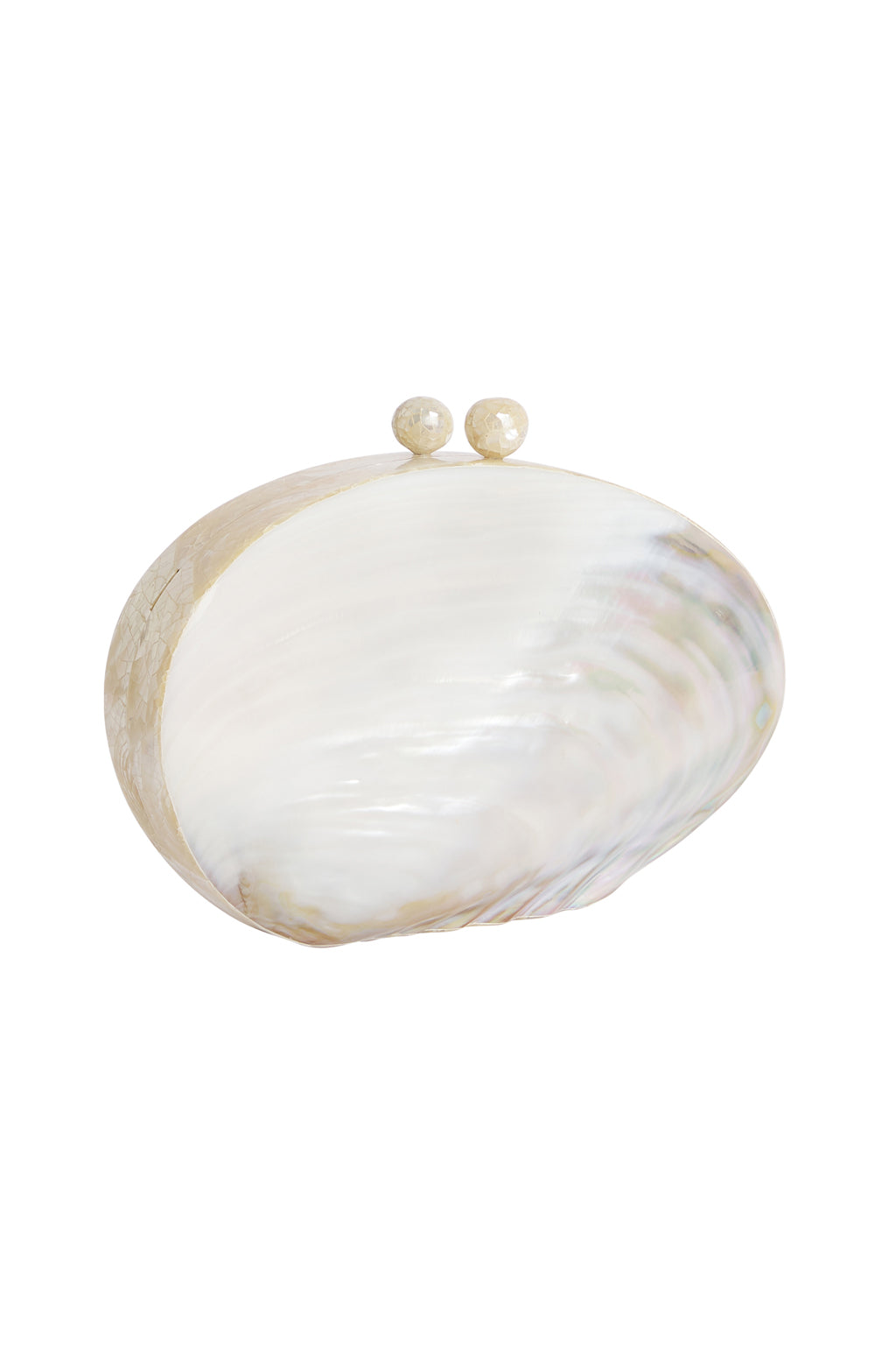 Lanuuk Resortwear Handbag Clutch Mother of Pearl Shell Inlay Occasion Wedding Resort Beach Shoulder Bag Brown White Cream